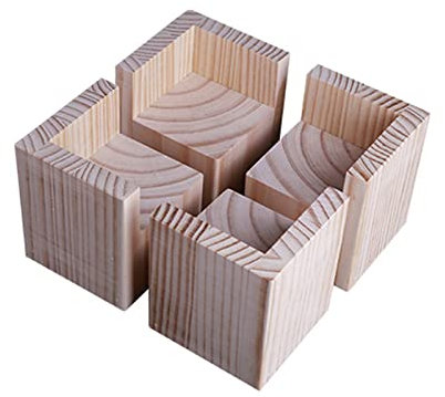 Zlovne Unlackiertes Sofafuss Möbelfüße aus Massiver Kiefer,L-förmige HolzfüßE Bettfüße 4 Stück,Erhöhen Sie die Höhe von Möbel,für Kinderbetten,Schreibtische (5x5x3cm)