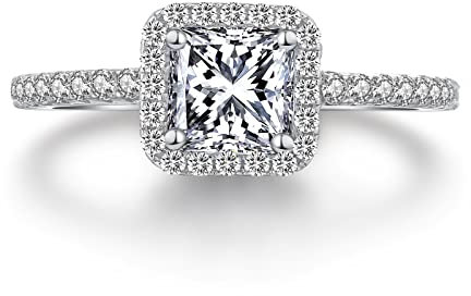 Weißgold Damen Ring 925 Silber Mit 60 Zirkonia - Diamant Hochzeitsring Verlobungsring Ehering für Braut