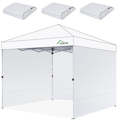 Acepic Instant Canopy Zelt Seitenwände für 25,4 x 25,4 cm Pop-Up-Baldachin 210D wasserdicht, 3 Stück Seitenwände, weiß (nur 3 Stück Seitenwand, Baldachin Zelt Nicht im Lieferumfang enthalten)