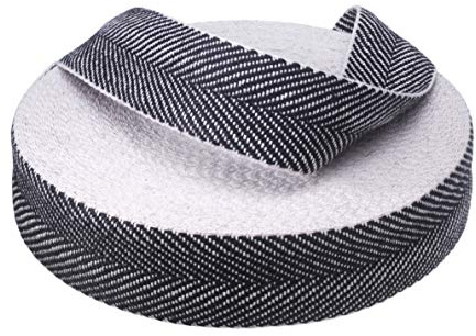 Direct Manufacturing Upholstery Webbing, Herringbone Black/White Cotton, Traditional Jute 2 50mm x 10m - Made in the UK