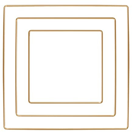 Rayher Metallformen Quadrat, gold, sortiert, Box 3 Stück, je 1x 15 cm, 20 cm, 25 cm, Metallringe, Drahtformen zum Basteln, für Wickeltechnik, Floristik, Makramee Ring, 25220616