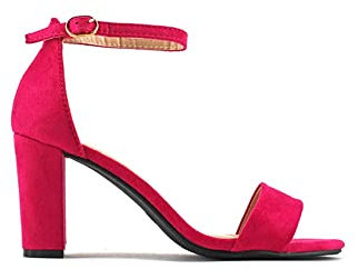 MODELISA - Sandalia Tacón Ancho Abierto Con Talón Hebilla Pulsera Al Tobillo Mujer (Fucsia, numeric_36)