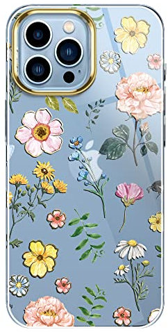 Luolnh iPhone 11 Pro Cute Case with Flowers - Shockproof Clear Floral Pattern Hard Back Cover for 5.8 inch - Purslane Peony
