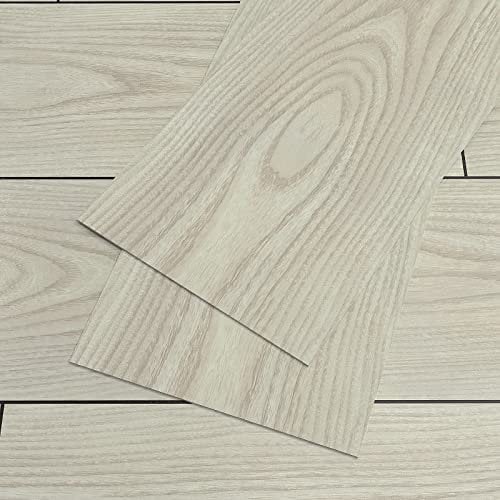VEELIKE PVC Bodenbelag Selbstklebend Vinylboden Holzoptik Weiß Grau Klebefliesen Boden Badezimmer Fliesenaufkleber Küche Bodenfliesen Holz Vinyl Fliesen Garage Venylbodenbelag 90cm×15cm 12 Stück