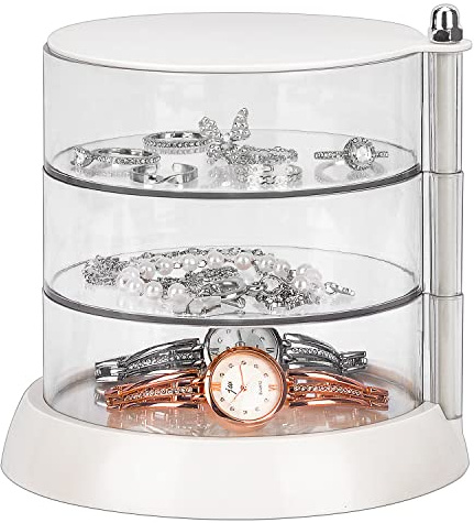 JessLab Haar-Accessoires Organizer, Clear 3-Layer-Acryl-Organisator für Mädchen Haare Binden, klassifizieren Lagerung von Layer-Box für Haar-Accessoires & Armbänder Ringe Armreifen