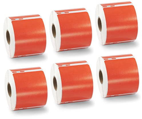 BETCKEY - 6 Große Rollen Rot Mehrzwecketiketten Kompatibel mit DYMO 99015(S0722440), 54mm x 70mm, 2400 Farbige Etiketten für LabelWriter 450, 4XL NICHT passend 550 oder 5XL