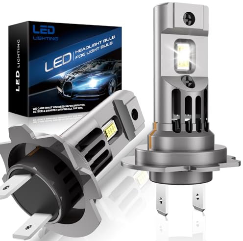 YPSNH Ampoule H7 LED Phare pour Voiture et Moto, Améliorée CSP 80W 22000LM +600% Luminosité 6500K Blanc, 1:1 Mini LED H7 Remplaçant Halogène, DC12V, 2 Ampoules