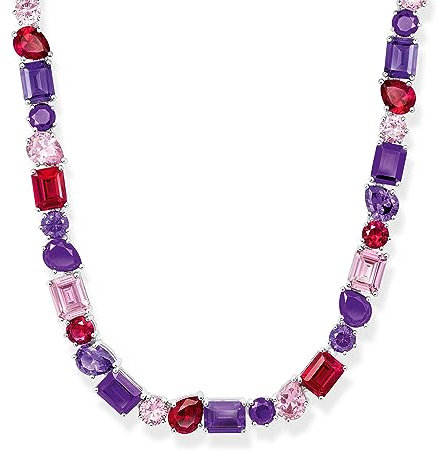 THOMAS SABO Damen Choker mit bunten Steinen in DREI Schliffarten Silber 925 Sterlingsilber KE2196-477-7