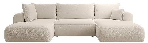 Selsey Sofa Ecksofa Eckcouch Schlafsofa Couch Mit Stauraum Schlaffunktion Pflegeleicht Polyurethanschaum U Form Links OVO Beige Boucle Abriamo