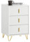 SoBuy Table de Chevet - Table de Nuit avec 3 tiroirs, Table d'appoint pour Chambre à Coucher - Meuble de Rangement Moderne, Blanc L40 x P40 x H63 cm FBT115-L-W