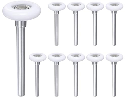QUARKZMAN 10pcs 1.8 Roulettes de porte de garage en nylon blanc | pour rail de garage de 2, roues de porte de garage silencieuses de 4.25 avec roulement de précision 6200zz à 11 billes