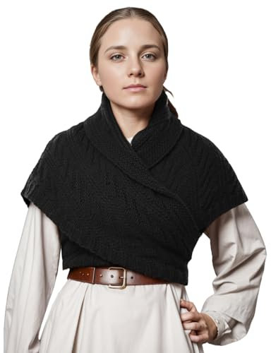 Damen Dreieckstuch Winter Herbst Strick Wrap Hihghlands Schal Mode Warm Damen Pullover Halstuch Cape, Schwarz, One size