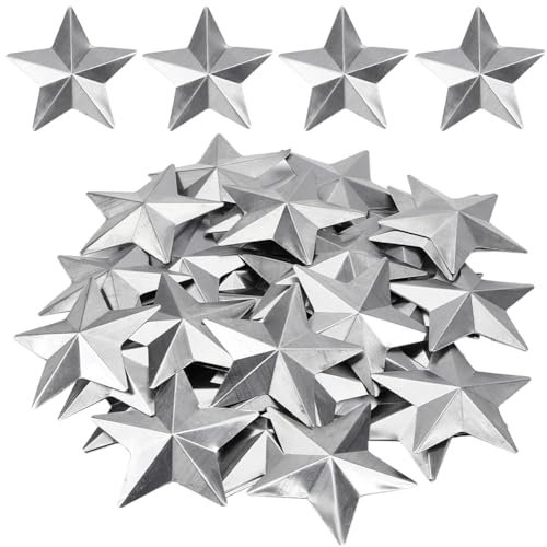 GORGECRAFT 50 Estrella de Granero de Metal Galvanizado 68mm Estrella Rústica Vintage Tridimensional para Árbol Navidad para Colgar En la Pared Corona Navideña Decoración Proyectos
