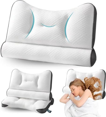 Cpaps äußerst bequemes Ergonomisches Nackenstützkissen Orthopädische Nackenkissen Schlafkissen Für Nacken- Und Schulterschmerzen, Kopfkissen Für Seiten- Und Rückenschläfer (40 * 60cm Blau*2)
