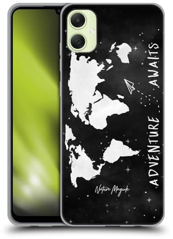 Head Case Designs Offizielle Nature Magick Black and White Travel Quote Adventure Awaits World Map 2 Soft Gel Handyhülle Hülle kompatibel mit Samsung Galaxy A05