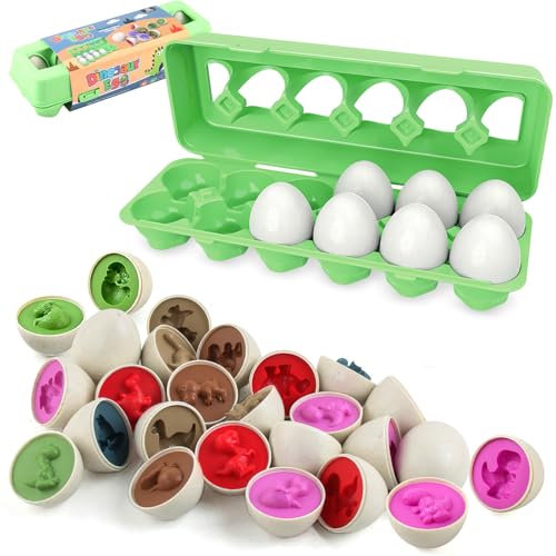 Taozoey Juguete de Plástica Pascua Huevos, 12 PCS Juguetes Montessori de Reconocimiento de Formas y Colores Clasificación Puzzle Juguete Educativos para Niño Regalo de Pascua Cumpleaños (Verde)