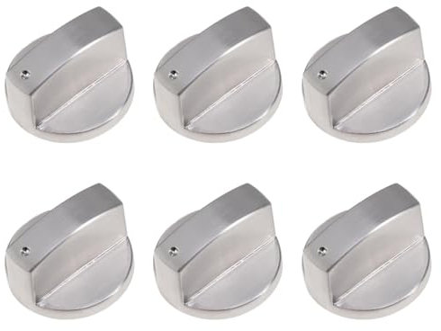 YHIJSR 6 Pièces Boutons de Commande Universels en Métal Brossé pour Table de Cuisson au Gaz, Boutons de Commande Universels de 6mm Boutons de Commande Universels en Métal Brossé pour Cuisinière à Gaz