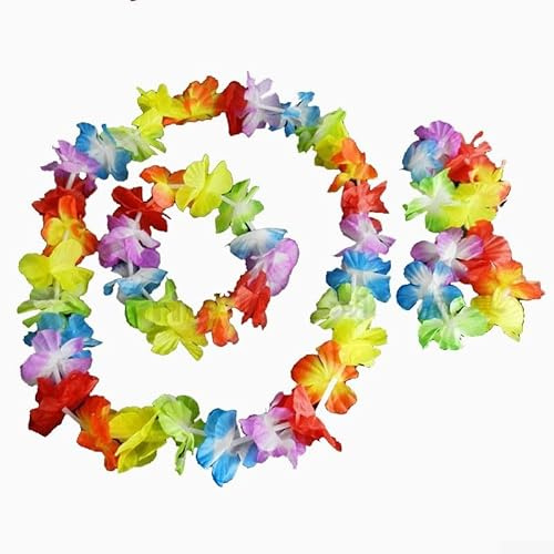 Bunte und lebendige Hawaii-Blumen-Leis für Party-Dekoration, 4 Stück
