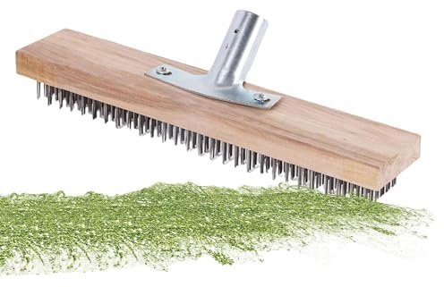Brosse À Balai Métallique,20/30/45 Cm Tête De Balai Métallique, Brosse De Balayage De Cour, pour Anti Mousse Toiture,Mauvaises Herbes, Taches Tenaces Brosse Métallique pour Piscine Manche