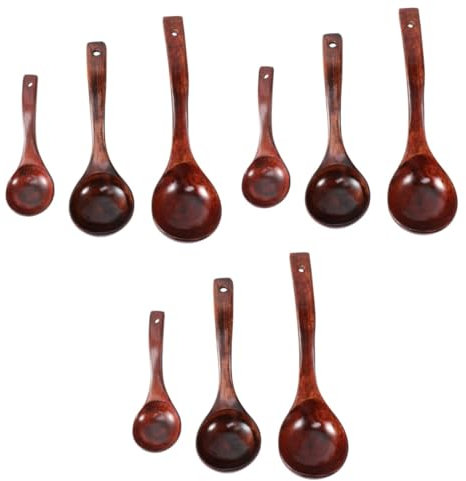 Alipis 9piezas Cucharón De Madera Natural De Mango Para y Gachas Utensilios De Cocina Ecológicos