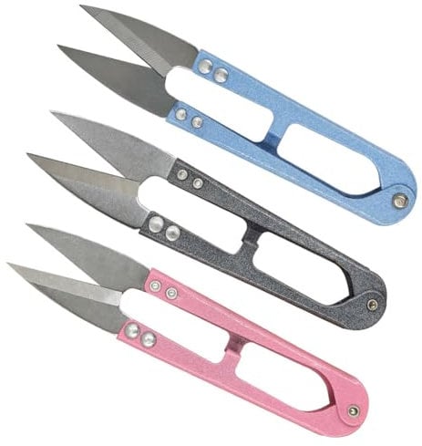 GZSYWZ 3 Stück Fadenschere Scharf aus Edelstahl - Universell Klein Einsetzbare Nähschere Ernteschere Kleine für Abtrennen von Faden und Garn, Schere für Bonsai Pflanzenschere (Schwarz Rosa Blau)