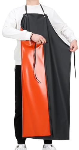 BIRWUMI Grembiule da uomo，Grembiule impermeabile spessa，Grembiule da lavoro regolabile per macelleria，Impermeabile e resistente all'olio，Resistente all'usura, agli acidi deboli e agli alcali