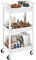 Steehoom 3-Tier Storage Trolley Rolling Cart with Cover Top Board, Utility Cart Storage Rack Shelves on Wheels for Kitchen, Office, Bathroom, Bedroom, Laundry Room (White)
