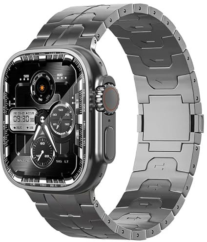 synsing Titanium Magnetic Series 10 46mm Ultra 2 Band Compatible for Apple Watch Ultra 49mm 45mm 44mm 42mm 41mm 40mm 38mm, Titanium iWatch Metal Strap - Titanium Color Matching iWatch Wristband
