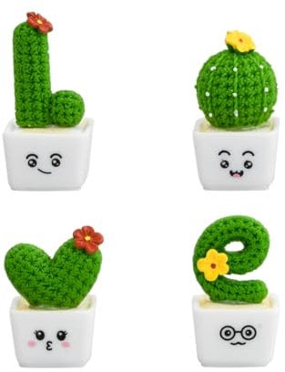 Granvoo Figurina Resina Cactus Miniatura, 4 Pezzi Miniature Ornamenti Giardino Cactus, Figurina di Cactus Piccola, Decorazione di Automobili Cactus per Tavolo da Casa Automobili Interni Cashboard