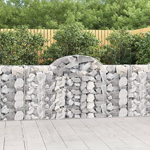 Hovothy Gabion avec arc haut mur de jardin en pierre - Clôture pour briques murales - Paniers à gabions - Panier à gabions - Panier à pierres - Argenté - 200 x 30 x 120 cm - Fer galvanisé