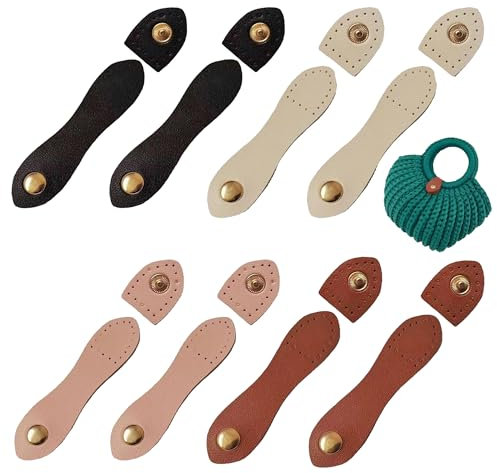 8pcs Leather Buckles Sew On Taschenverschluss Lederriemen mit Druckknöpfen, PU-Leder Druckknopfschnallen für Brieftaschen Jacken Notizbücher Geldbörsen