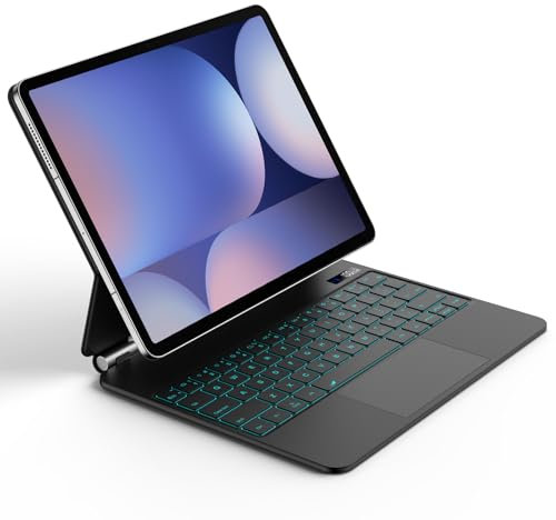 Bettdow für Samsung Galaxy Tab S10+/S9 FE+/S9 12.4 Tastatur Hülle, Schwebendes Magnetisches Design mit Trackpad, QWERTZ-Layout Tastatur für Tab S7+/S7 FE/S8+/S9+/S9 FE Plus/S10+ 12.4 Zoll, Schwarz