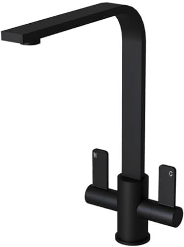 Modern Matt Black Twin Lever Mixer Kitchen Tap