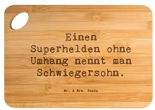 Mr. & Mrs. Panda tapasbrett Spruch Held Schwiegersohn - Geschenk, Holzbrettchen, Geschenke, Frühstücksbrett, Anerkennung, Schwiegereltern, Familie, jausenbrett, Hackbrett, Schneidebrett, Wertschätzung