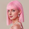 PARXITN Kurze Bob Rosa Haar Perücken Gerade mit Flach Pony 12 zoll/30 cm Synthetische Bunte Cosplay Tägliche Party Perücke für Frauen