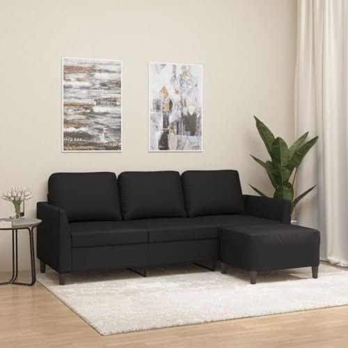 Xichuzi 3-Sitzer-Sofa mit Hocker Schwarz 180 cm Kunstleder, Sofas & Couches, Sofa Wohnzimmer, Sofa Für Jugendzimmer, Relaxsofa, Sofa Für Schlafzimmer, Polstersofa - 3201122