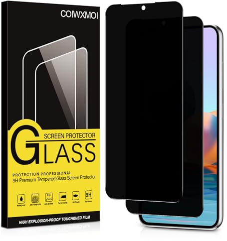 Coiwxmoi Verre Trempé pour Xiaomi Redmi Note 10 Pro 4G Anti Espion Vitre Protection Ecran Anti-Espion Film Protecteur Écran Dureté 9H Anti-Rayures Haute définition Sans Bulles Anti-Spy Confidentialité