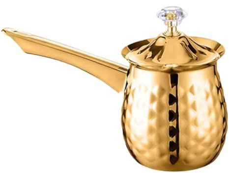 Cabilock Cafetera Turca 400 Ml De Metal Dorado, Mini Olla Para Cocer a Fuego Lento, Cafetera Exprés De Estufa, Para Aficionados Al Café, Uso Multipropósito y Portátil