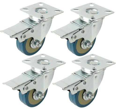 ARASO-UK LTD Heavy Duty 50mm Pack Of 4 Rubber Swivel Castor Wheels Trolley Furniture Caster Brake