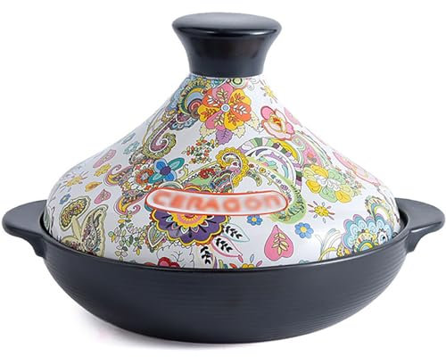 Generisch Marokkanischer Tajine-Topf aus Keramik mit Antihaftbeschichtung zum langsamen Kochen, Schmorgerichte mit Deckel, Pfanne, elektromagnetischer Kocher, Tajine-Topf