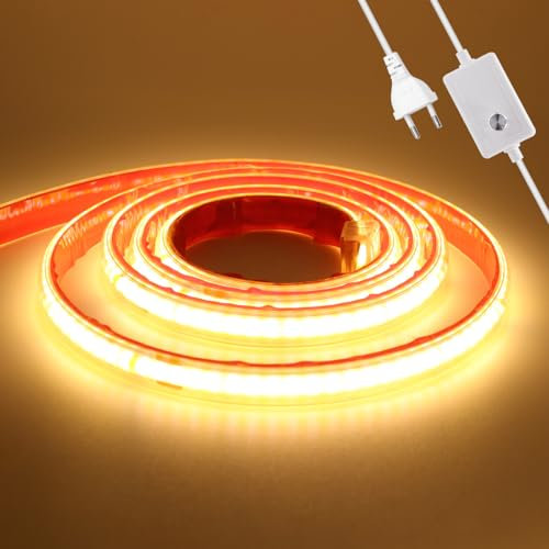 Wisada Dimmbar LED Streifen Selbstklebend 7m, 240LEDs/m Flexible Superhell COB LED Band (Schnitt alle 10cm), Anschluss an AC220-240V Warmweiß LED Leuchtband für Party Weihnachten Deko