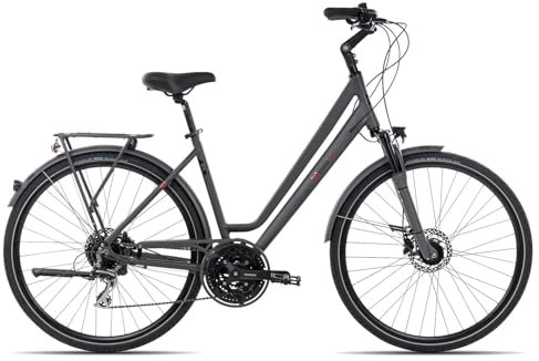 2R Manufaktur TLX24 Trapez Damenrad 28 Zoll 24 Gang Trekkingrad mit hydraulischer Scheibenbremse, Farbe:Grey matt, Rahmengröße:55 cm, Laufradgröße:28 Zoll