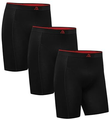 DANISH ENDURANCE Bambus Boxershorts Herren mit langem Bein, Superweich & Atmungsaktiv, 3 oder 6er Pack Schwarz XXL