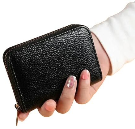 ZSHDTKWB geldbörse Damen Multi -Slot -kartenhalter Vintage Small Wallet Frauen Männer Bank Kreditkartenbeutel Männliche Münzbeutel Brieftasche-black-18card