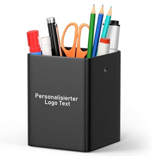 Lindahandel Personalisierter Metall Stiftehalter, Quadratisch Schreibtisch Organizer, Stifte Organizer für Büro, Schule und Haushalt, 7,5x10 cm