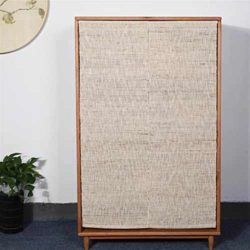 Lot de 2 rideaux Ramie pour cuisine, armoire, salle de bain, étagère anti-poussière, panneaux muraux, porte suspendue, noren japonais, fermeture, 35 x 80 cm, beige