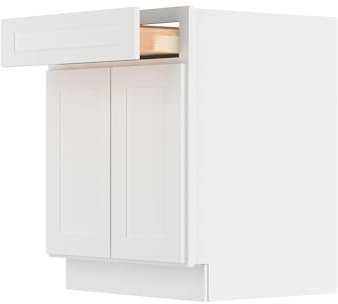 Furinno Ready to Assemble Drawer Base Kitchen Cabinet with 2-Doors, 24 (D) x 27 (W) x 34.5 H, White