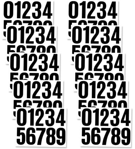 4 Inch Large Number Stickers - TRACOMPAN 100 Pack Weatherproof Vinyl Stick-On Door Numbers for Mailbox, Door, Trucks & Bins | Outdoor Black Number Labels | 0-9 Self Adhesive Sticky Numbers(10 Sheets)