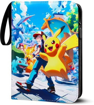Album di raccolta per carte Pokemon, 50 pagine, 400 carte. Capacità – Cartoncini da collezione con cerniera, raccoglitore per carte di credito, quaderno da collezione, materiale PU, superficie