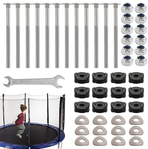 Trampoline Hold Downs | Trampoline Netting Pole Screws | 12X Anti-Falling Nuts Tools for Greenhouse Frame Bounce Stakes Carport Furniture Roof